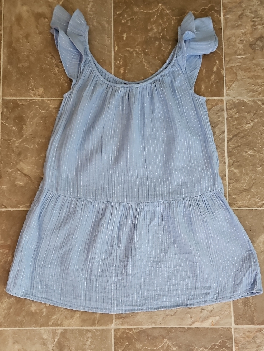 GAP Light Blue Ruffled Sleeve Cotton Dress